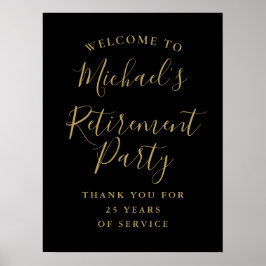 Black and Gold Retirement Party Welkomstbord Poster