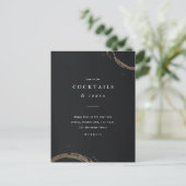 Black and Gold Rings Cocktail Party Invitation Briefkaart (Staand voorkant)