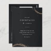Black and Gold Rings Cocktail Party Invitation Briefkaart (Voorkant / Achterkant)