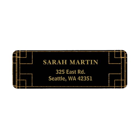 Black and Gold Roaring 20s art deco  Etiket (Voorkant)