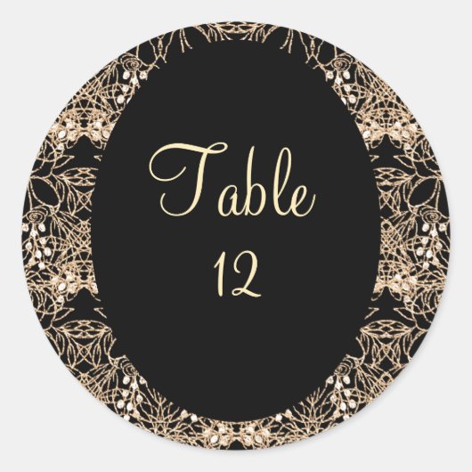 black and gold ronde sticker (Voorkant)