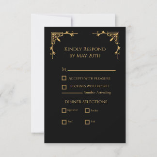 Black and Gold - Royal Regency RSVP Kaartje