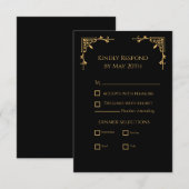 Black and Gold - Royal Regency RSVP Kaartje (Voorkant / Achterkant)