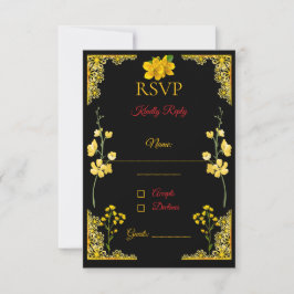 Black and Gold RSVP Card Kaartje
