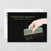 Black and Gold Salon Reminder  Comb Curls Briefkaart (Voorkant / Achterkant)