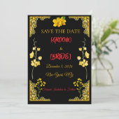 Black and Gold Save the Date Card (Staand voorkant)