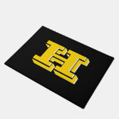 Black and Gold School Pride Color Style Monogram Deurmat (Schuin)