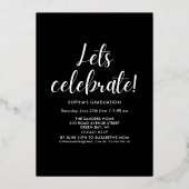 Black and Gold Script 4 photos Graduated Folie Uitnodiging (Achterkant)