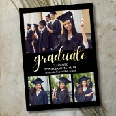 Black and Gold Script 4 photos Graduated Folie Uitnodiging