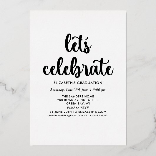 Black and Gold Script photos collage for graduated Folie Uitnodiging (Achterkant)