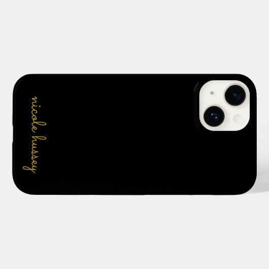 Black and Gold Script  | Stylish Monogram Modern Case-Mate iPhone Case (Achterkant (horizontaal))