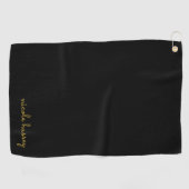 Black and Gold Script  | Stylish Monogram Modern Golfhanddoek (Horizontaal)