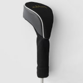 Black and Gold Script  | Stylish Monogram Modern Golfheadcover (Schuin)