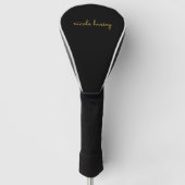 Black and Gold Script  | Stylish Monogram Modern Golfheadcover (Voorkant)
