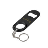 Black and Gold Script  | Stylish Monogram Modern Mini Flessenopener (Achterkant Gekanteld)