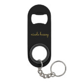 Black and Gold Script  | Stylish Monogram Modern Mini Flessenopener (Achterkant)