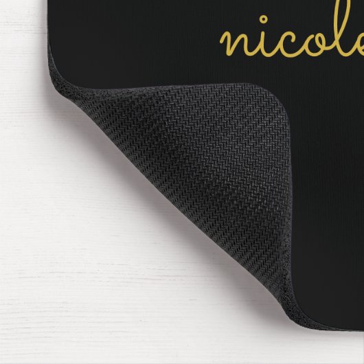 Black and Gold Script  | Stylish Monogram Modern Muismat (Hoek)