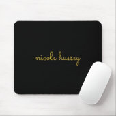 Black and Gold Script  | Stylish Monogram Modern Muismat (Met muis)