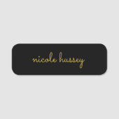 Black and Gold Script  | Stylish Monogram Modern Naamplaatje (Voorkant)