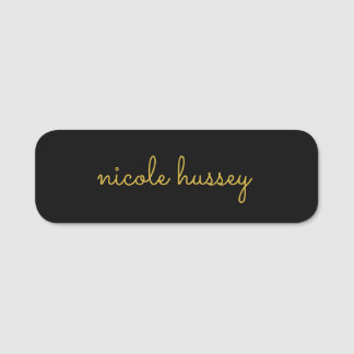 Black and Gold Script  | Stylish Monogram Modern Naamplaatje