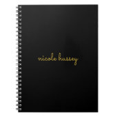 Black and Gold Script | Stylish Monogram Modern Notitieboek (Voorkant)