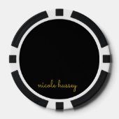 Black and Gold Script  | Stylish Monogram Modern Poker Chips (Voorkant)