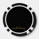 Black and Gold Script  | Stylish Monogram Modern Poker Chips (Achterkant)