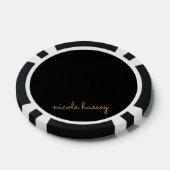 Black and Gold Script  | Stylish Monogram Modern Poker Chips (Enkel)