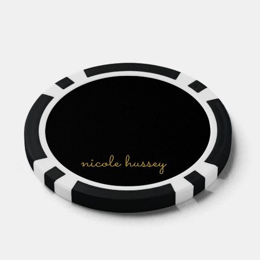 Black and Gold Script  | Stylish Monogram Modern Poker Chips (Enkel)