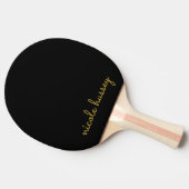 Black and Gold Script  | Stylish Monogram Modern Tafeltennisbatje (Zijkant)