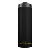 Black and Gold Script  | Stylish Monogram Modern Thermosbeker (Voorkant)