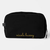 Black and Gold Script  | Stylish Monogram Modern Toilettasje (Voorkant)