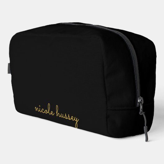 Black and Gold Script  | Stylish Monogram Modern Toilettasje (Rechterhoek)