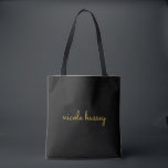 Black and Gold Script  | Stylish Monogram Modern Tote Bag<br><div class="desc">A simple stylish custom monogram design in an casual handwritten in striking monochrome Black. The monogram can easily be personalized to make a design as unique as you are! The perfect trendy gift or accessory for any occasion.</div>