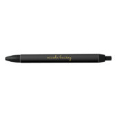 Black and Gold Script | Stylish Monogram Modern Zwarte Inkt Pen (Voorkant)