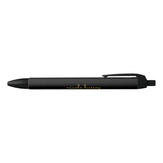 Black and Gold Script | Stylish Monogram Modern Zwarte Inkt Pen (Bovenkant)