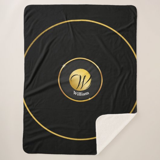Black and Gold Sherpa Blanket Sherpa Deken (Voorkant)