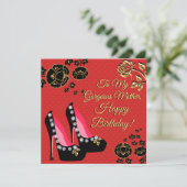 Black and Gold Shoes Red Moeder Birthday Card Kaart (Staand voorkant)