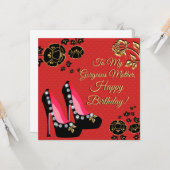 Black and Gold Shoes Red Moeder Birthday Card Kaart (Voorkant / Achterkant in situ)