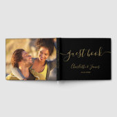 Black And Gold Signature Script Photo Wedding Gastenboek (Volledig)