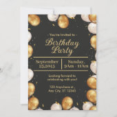 Black and Gold Simple Birthday Party card Kaart (Voorkant)