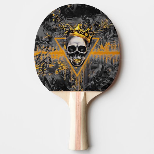 Black and Gold Skull King Graffiti Tafeltennisbatje (Voorkant)