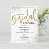 Black and Gold Sparkle Bridal Shower Uitnodiging (Staand voorkant)