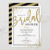Black and Gold Sparkle Bridal Shower Uitnodiging (Voorkant / Achterkant)