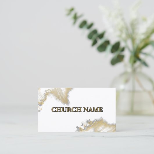 Black and Gold Sparkles Church Visitekaartje (Staand voorkant)