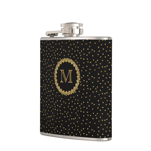 Black and Gold Sparkles Monogram Heupfles (Links)