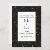 Black and gold sparkly glitter confetti Wedding Kaart (Voorkant)