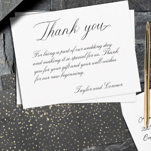 Black and Gold Splash Wedding Bedankkaart