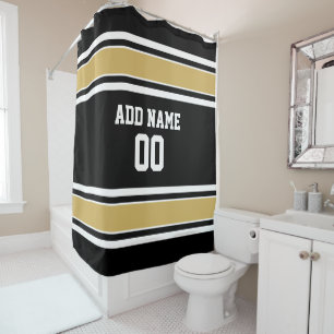 Black and Gold Sports Jersey Custom Name Number Douchegordijn