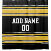 Black and Gold Sports Jersey Custom Name Number Douchegordijn (Voorkant)